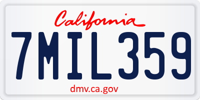 CA license plate 7MIL359