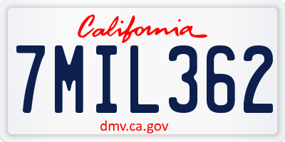CA license plate 7MIL362