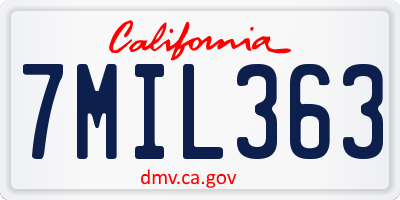 CA license plate 7MIL363