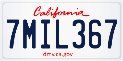CA license plate 7MIL367