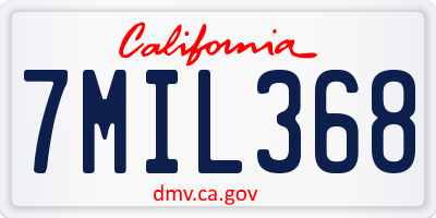 CA license plate 7MIL368