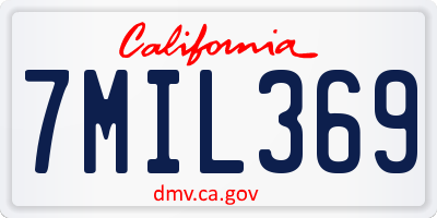 CA license plate 7MIL369
