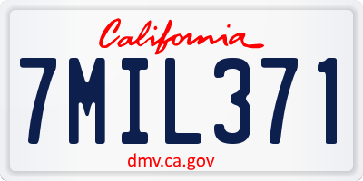 CA license plate 7MIL371