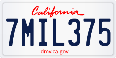 CA license plate 7MIL375