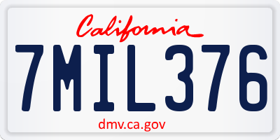CA license plate 7MIL376