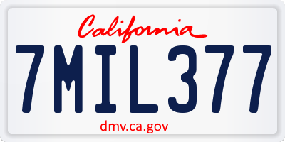CA license plate 7MIL377