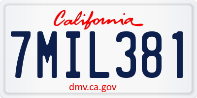 CA license plate 7MIL381