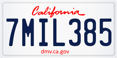 CA license plate 7MIL385