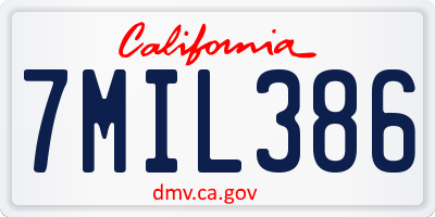 CA license plate 7MIL386