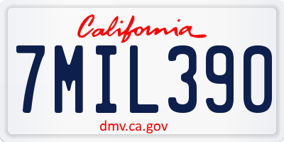 CA license plate 7MIL390