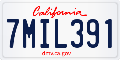 CA license plate 7MIL391