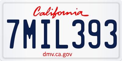 CA license plate 7MIL393