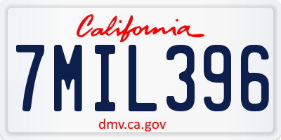 CA license plate 7MIL396