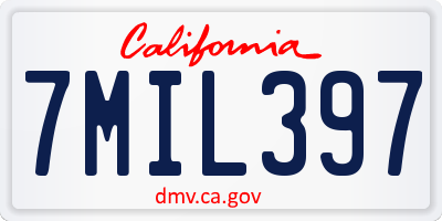 CA license plate 7MIL397
