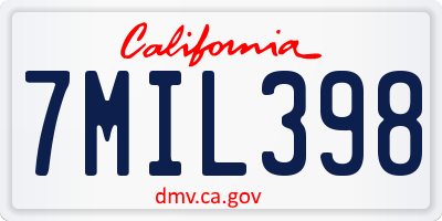 CA license plate 7MIL398