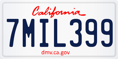CA license plate 7MIL399