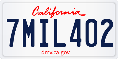 CA license plate 7MIL402