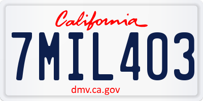 CA license plate 7MIL403