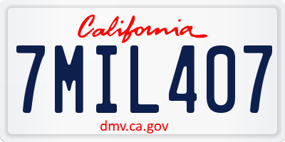 CA license plate 7MIL407