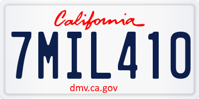 CA license plate 7MIL410
