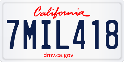 CA license plate 7MIL418