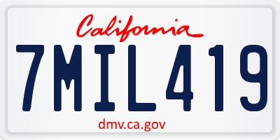 CA license plate 7MIL419