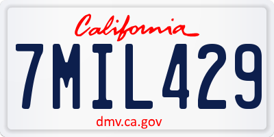 CA license plate 7MIL429