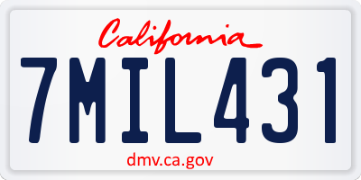 CA license plate 7MIL431