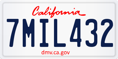 CA license plate 7MIL432