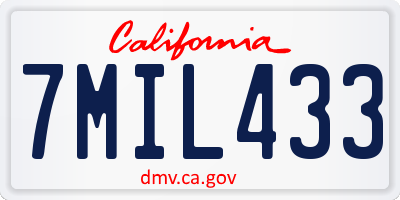 CA license plate 7MIL433