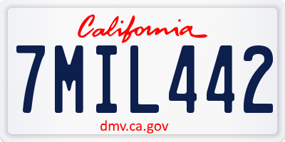 CA license plate 7MIL442