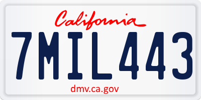 CA license plate 7MIL443