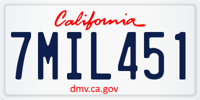 CA license plate 7MIL451