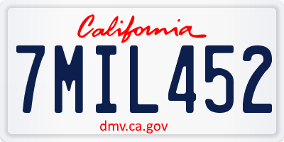 CA license plate 7MIL452