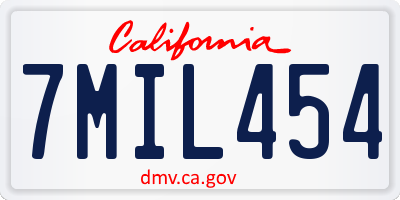 CA license plate 7MIL454