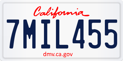 CA license plate 7MIL455