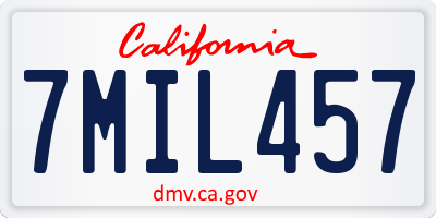 CA license plate 7MIL457