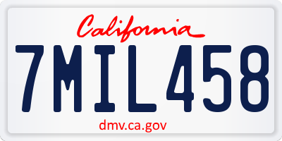 CA license plate 7MIL458