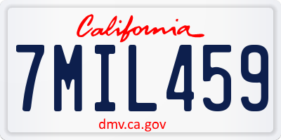 CA license plate 7MIL459
