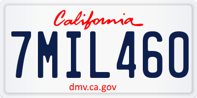 CA license plate 7MIL460