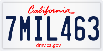 CA license plate 7MIL463