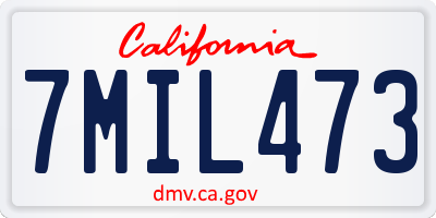 CA license plate 7MIL473