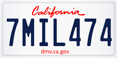 CA license plate 7MIL474