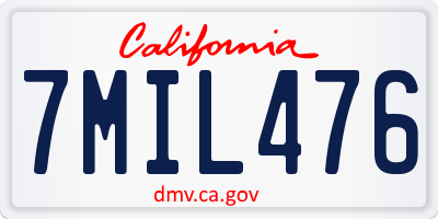 CA license plate 7MIL476