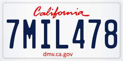 CA license plate 7MIL478