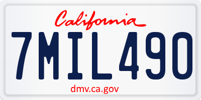 CA license plate 7MIL490