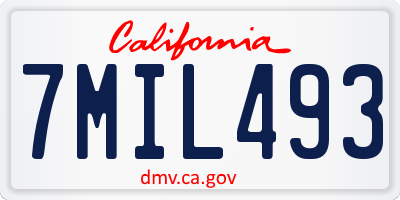 CA license plate 7MIL493