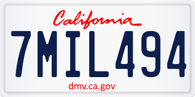 CA license plate 7MIL494