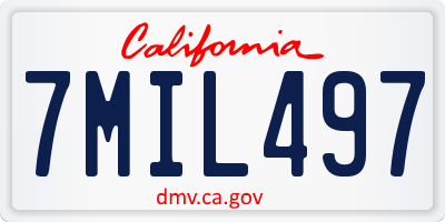 CA license plate 7MIL497