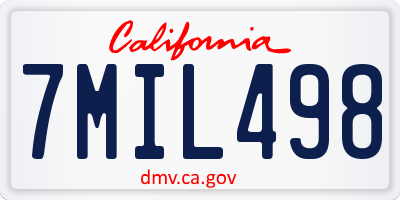 CA license plate 7MIL498